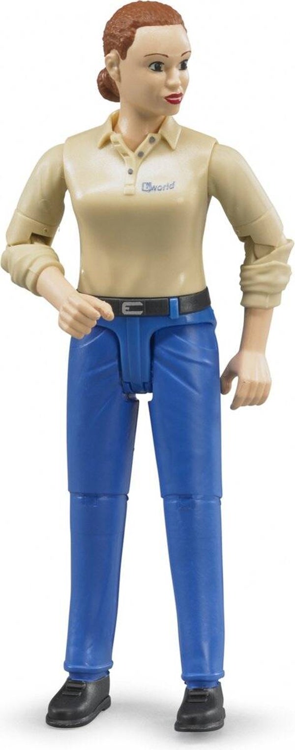 Bruder vrouw met blanke huid en blauwe broek 10,7cm (60408)