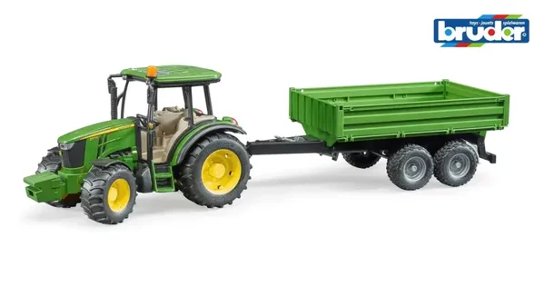 Bruder John Deere 5115M tractor met aanhanger (02108)