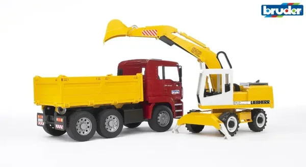 Bruder MAN TGA kiepwagen met graafmachine (02751) Doos beschadigd