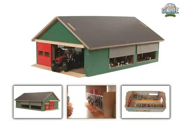 Kids Globe stal met 4x windbreekgaas 1:32 64x44x27cm