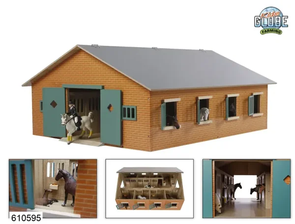 Kids Globe paardenstal met 7 boxen 1:24 72,5x60x30cm