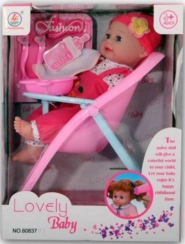 Jonotoys Babypop In Stoel 33 Cm Roze