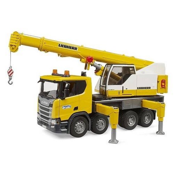 Bruder 03570 - Scania Super 560R vrachtwagen met Liebherr hijskraan en licht en geluidsmodule 2e kans doos beschadigd