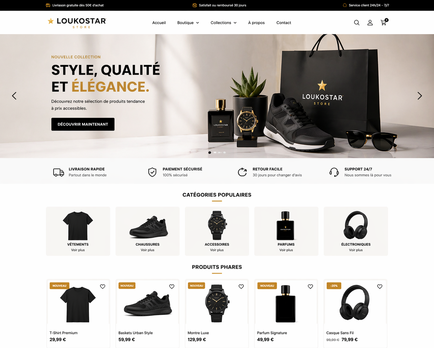 Template de boutique en ligne
