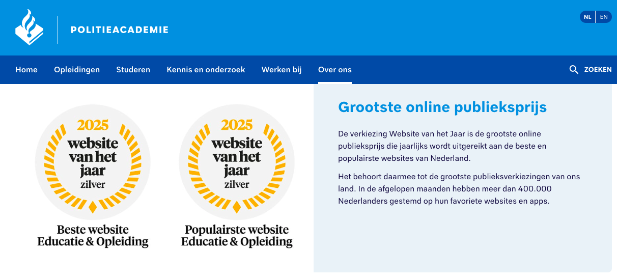 Zilveren Website van het Jaar Awards 2025