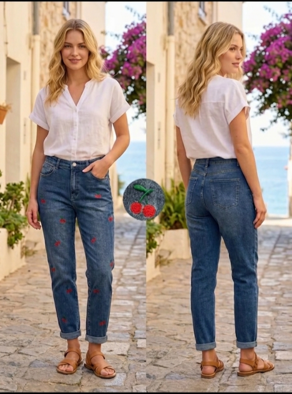 Jeans MOM cerise