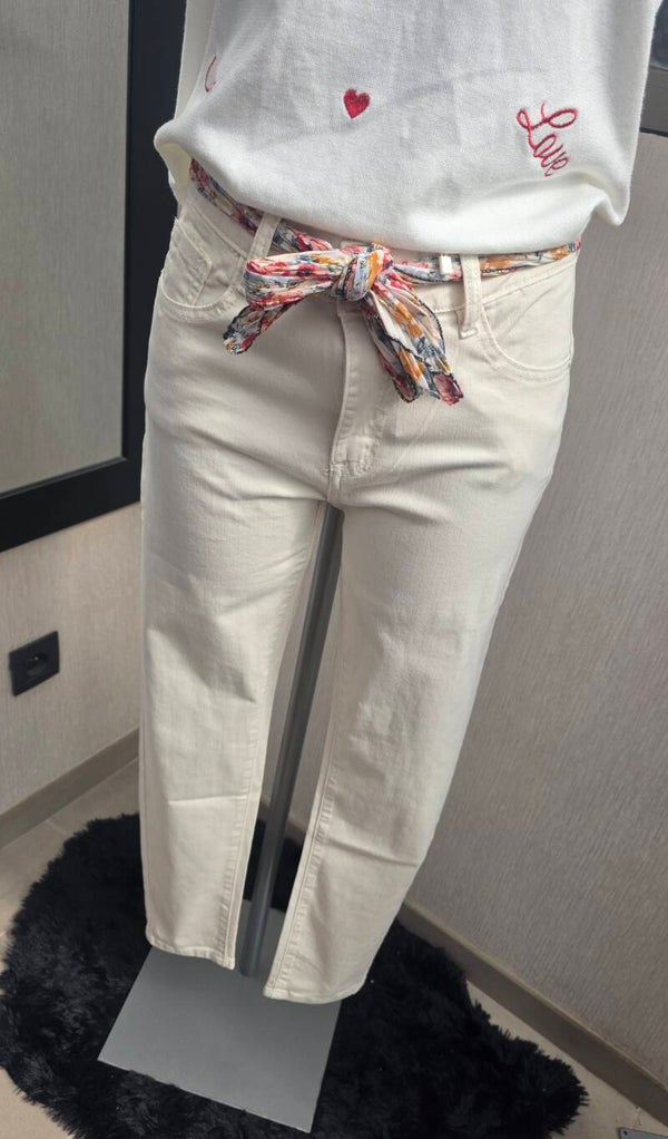 Jeans crème foulard