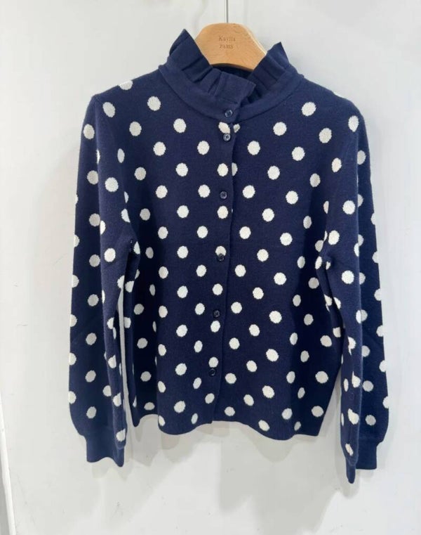 Gilet pois bleu marine