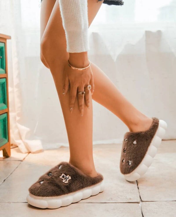 Pantoufles marron