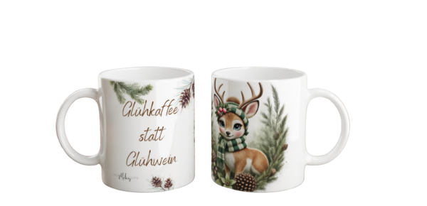 Tasse - Reh "Glühkaffee statt Glühwein"
