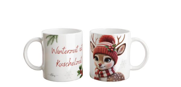 Tasse - Reh " Winterzeit ist Kuschelzeit"