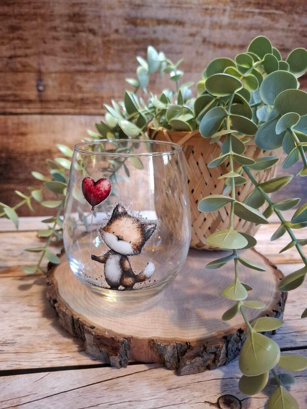 Glas - Fuchs mit Herzballons