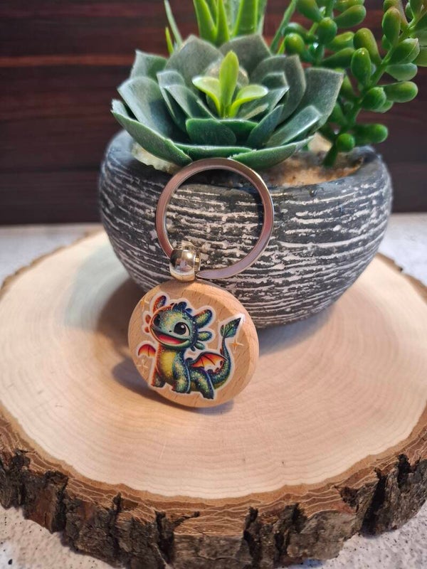 Schlüsselanhänger - grüner Drache