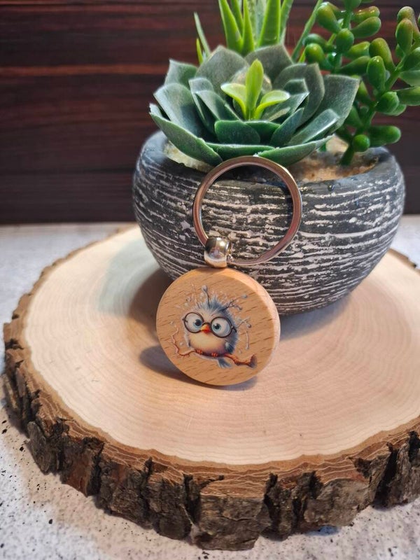 Schlüsselanhänger - Vogel mit Brille