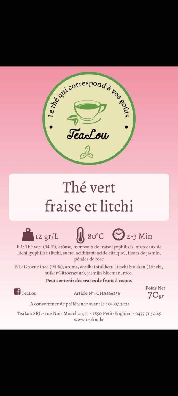 Thé vert fraise litchi