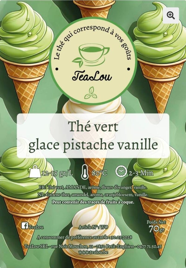 Thé vert glace pistache vanille