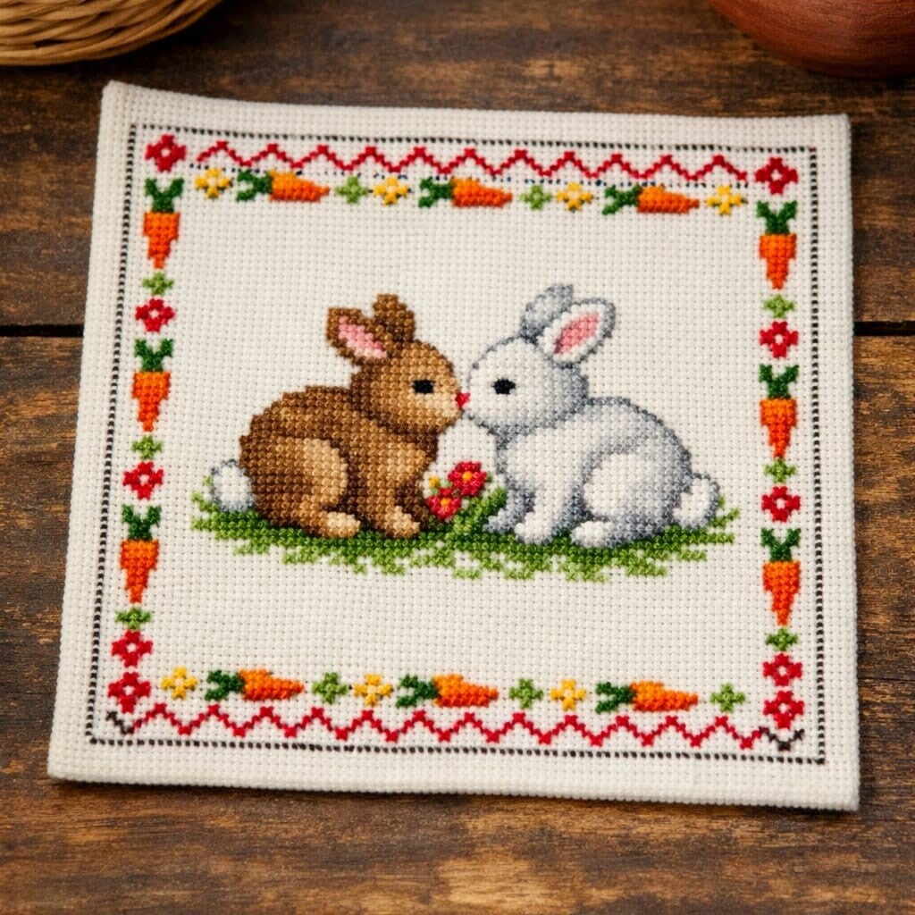 servilleta con diseño de conejos