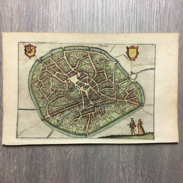 Kopergravure van plattegrond van Tienen - Guicciardini - 1610