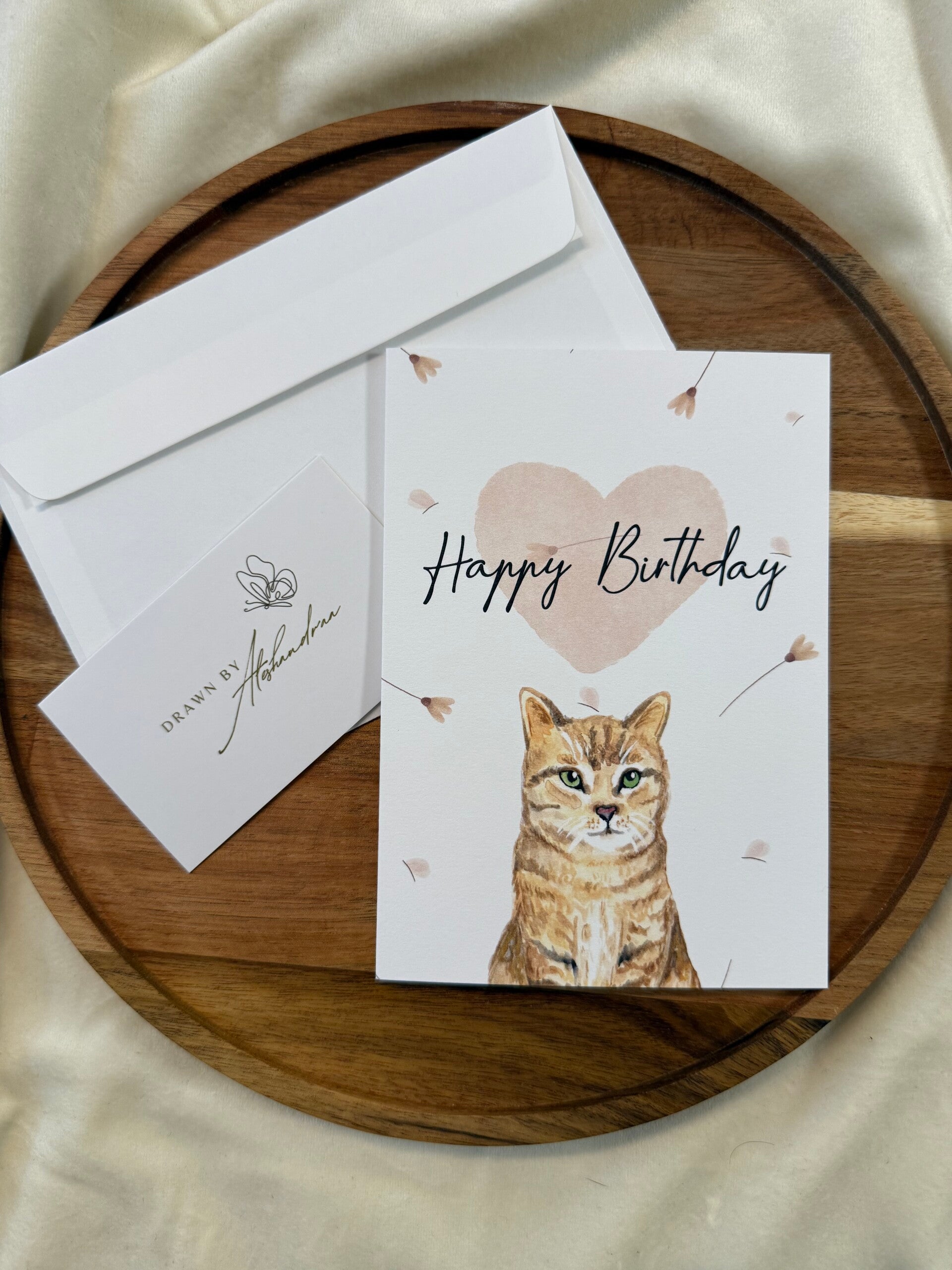 Pfötchenliebe - Geburtstagskarte (englisch & weiss)