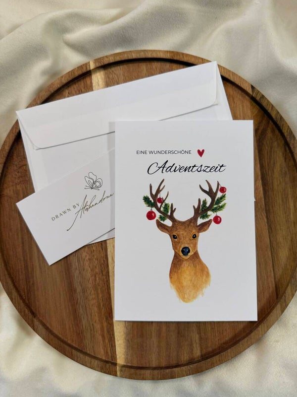 Rentier - Weihnachtskarte (deutsch)
