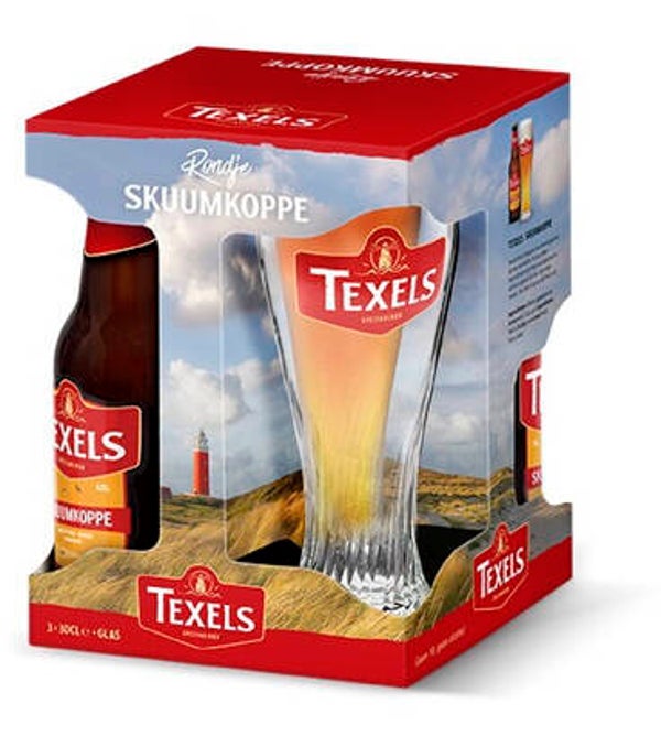 Texel Skuumkoppe geschenkverpakking met Glas - Bierpakket