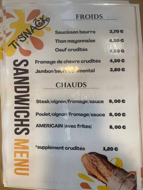 Sandwich Froid Oeuf Crudités