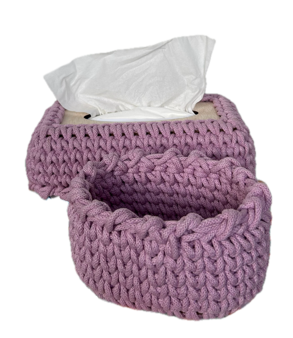 Tissuecover en kleine mand set gehaakt