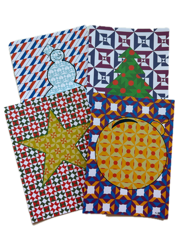 Grafische kerstkaarten set met verzendenvelop