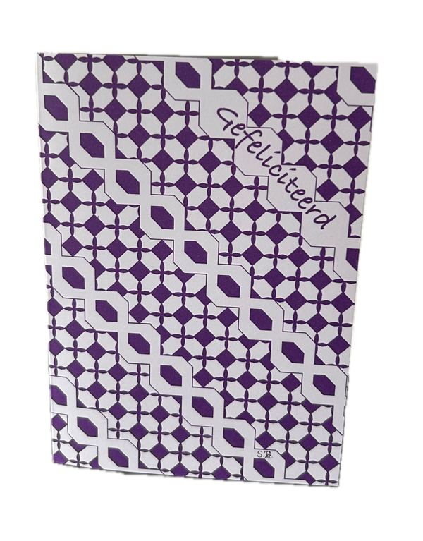 Purple rain gefeliciteerd kaart met verzendenvelop
