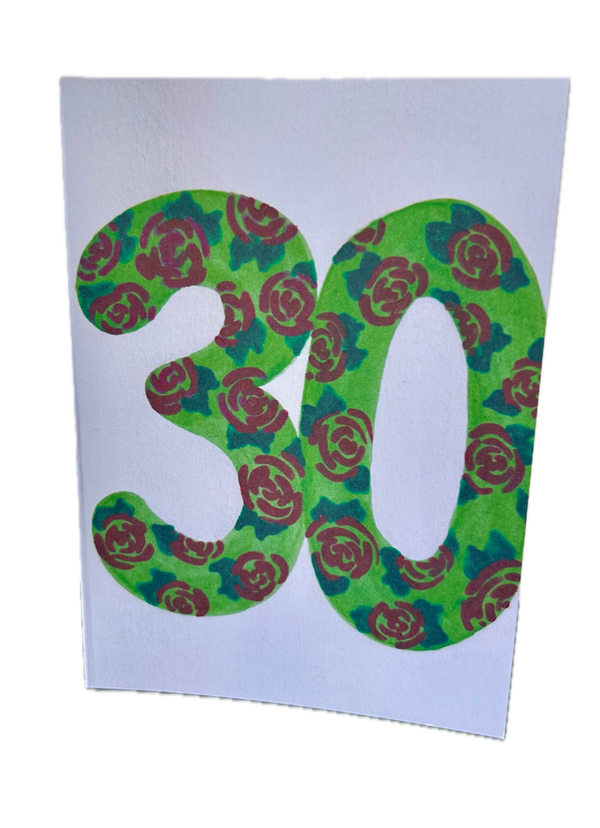 30 jaar rozen kaart met verzendenvelop
