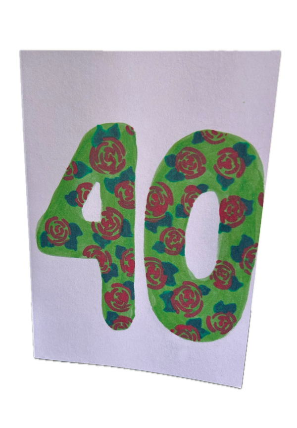 40 jaar rozen kaart met verzendenvelop