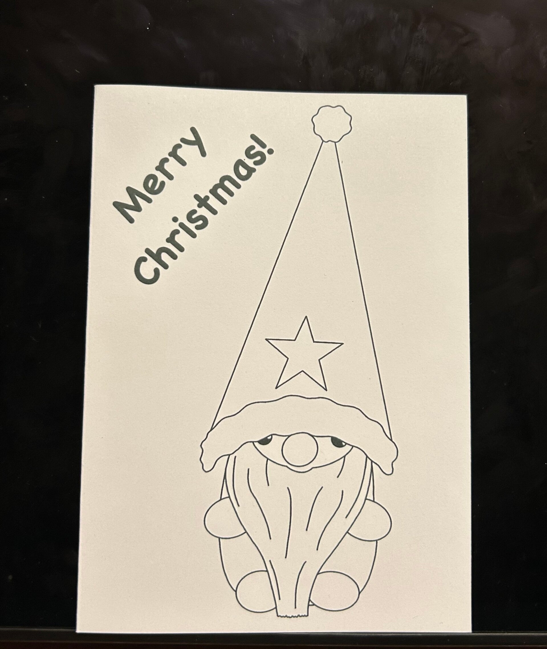 Kerstkabouter kleur het zelf kerstkaarten