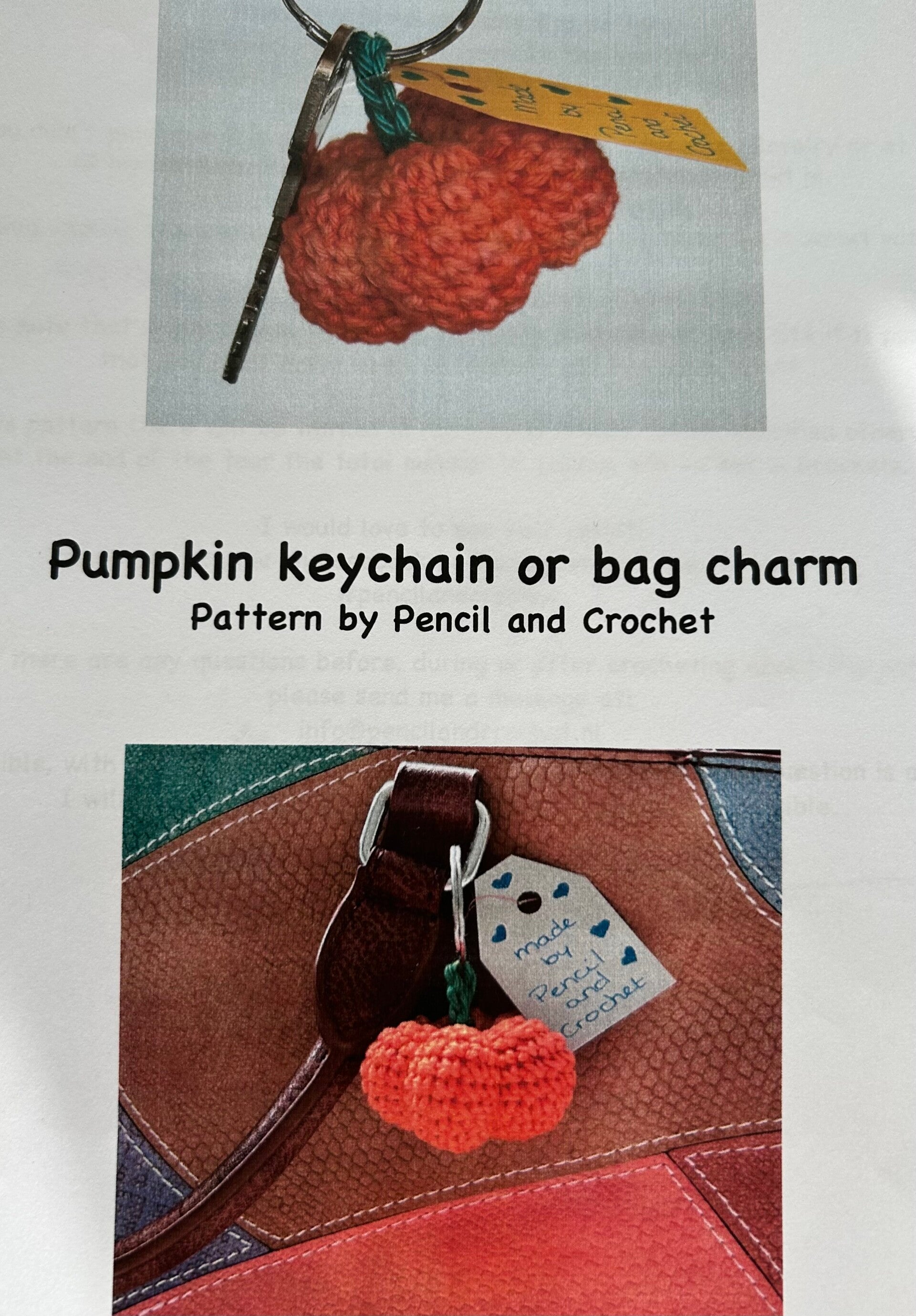 Pumpkin keychain / bag charm crochet pattern