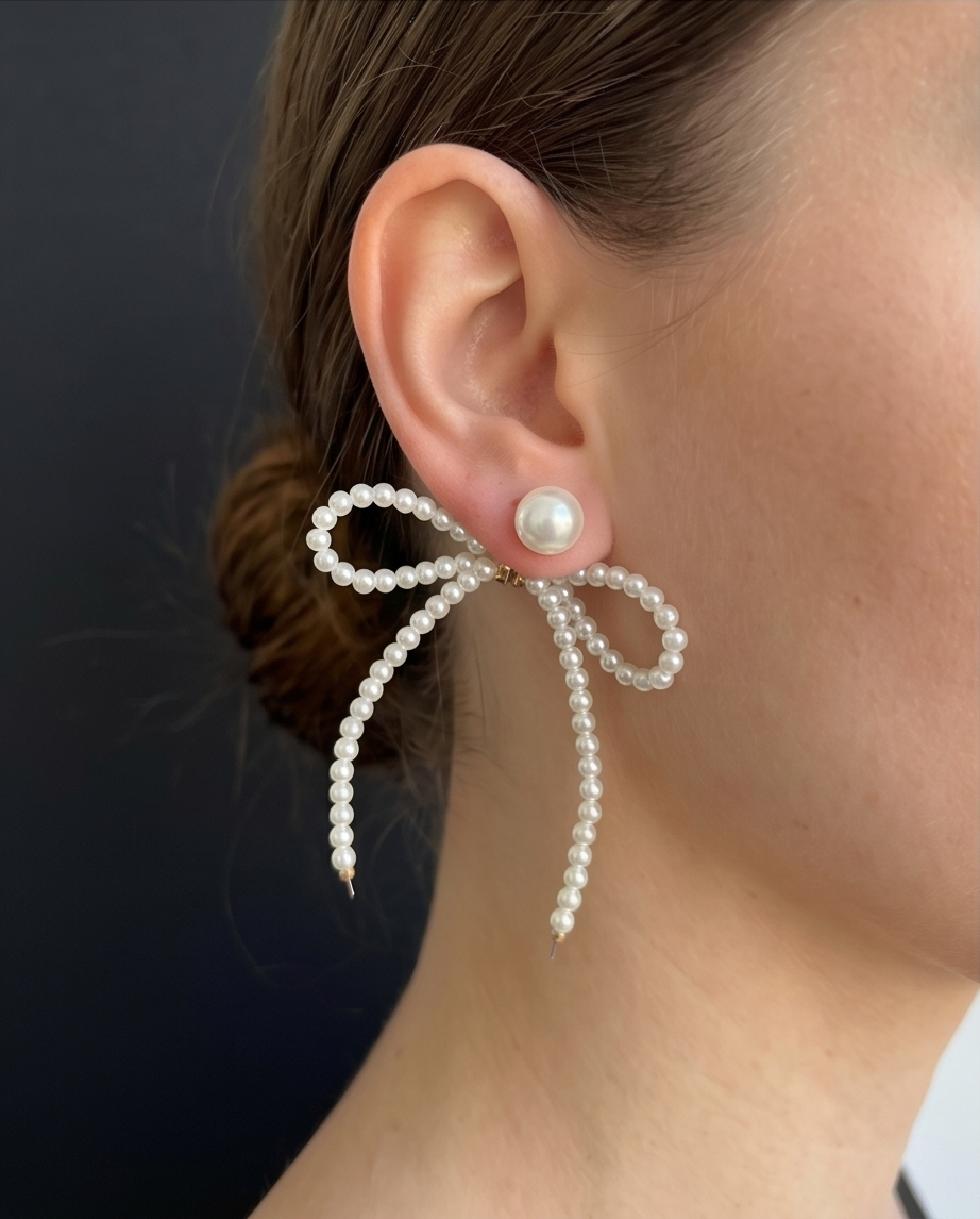 Pearl bow earrings