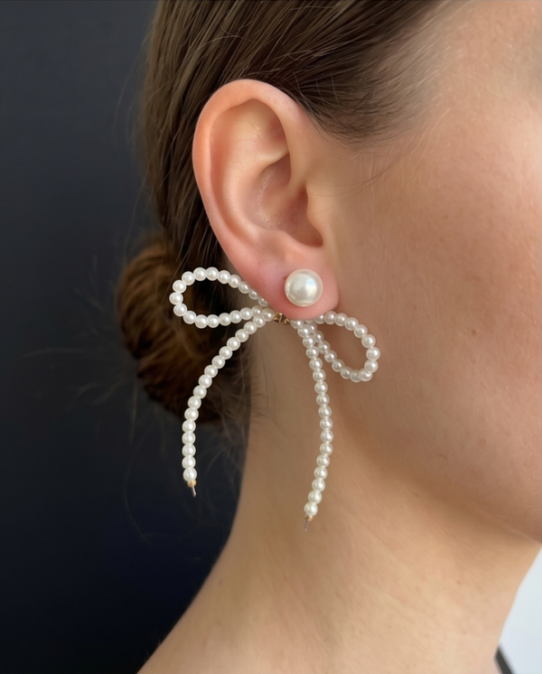 Pearl bow earrings