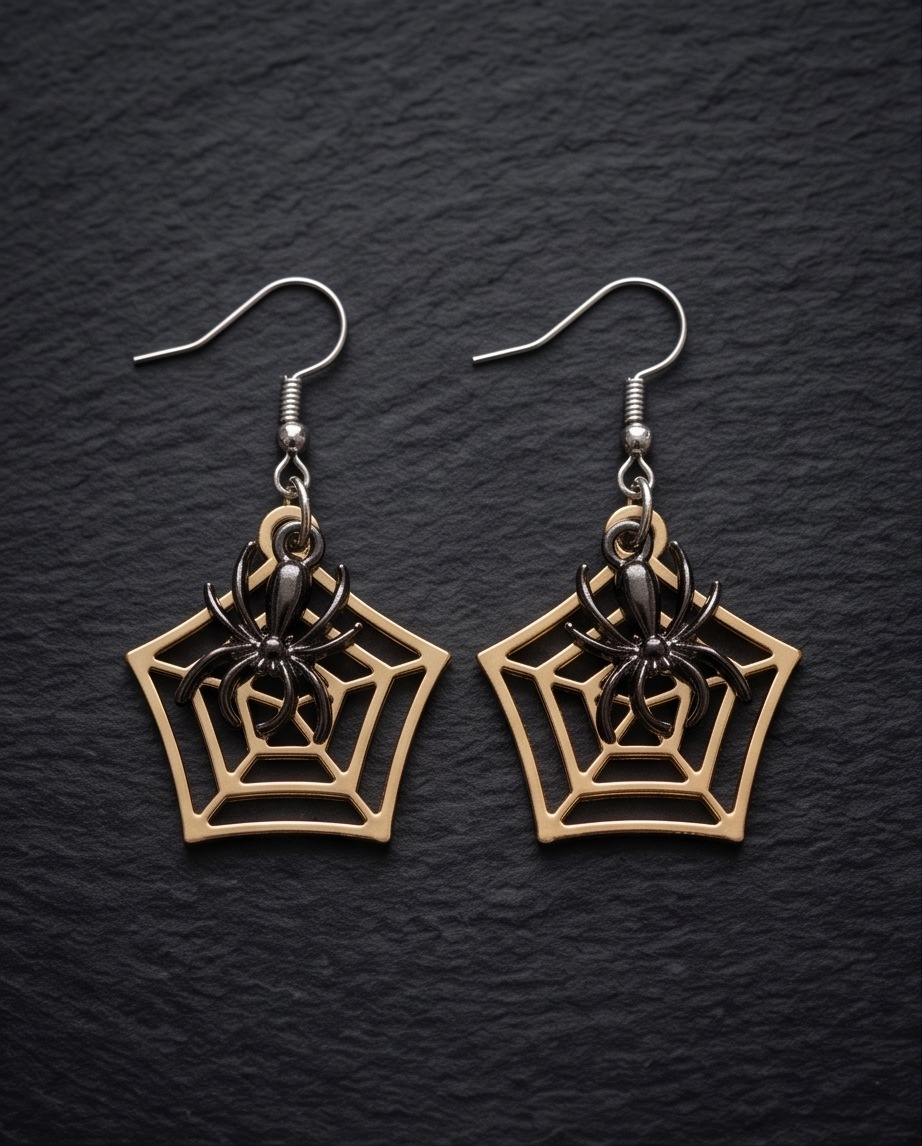 Halloween spider web earrings