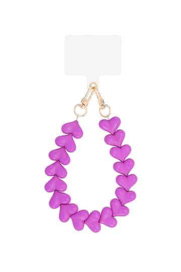 Telefoonkoord - Hartjes fuchsia
