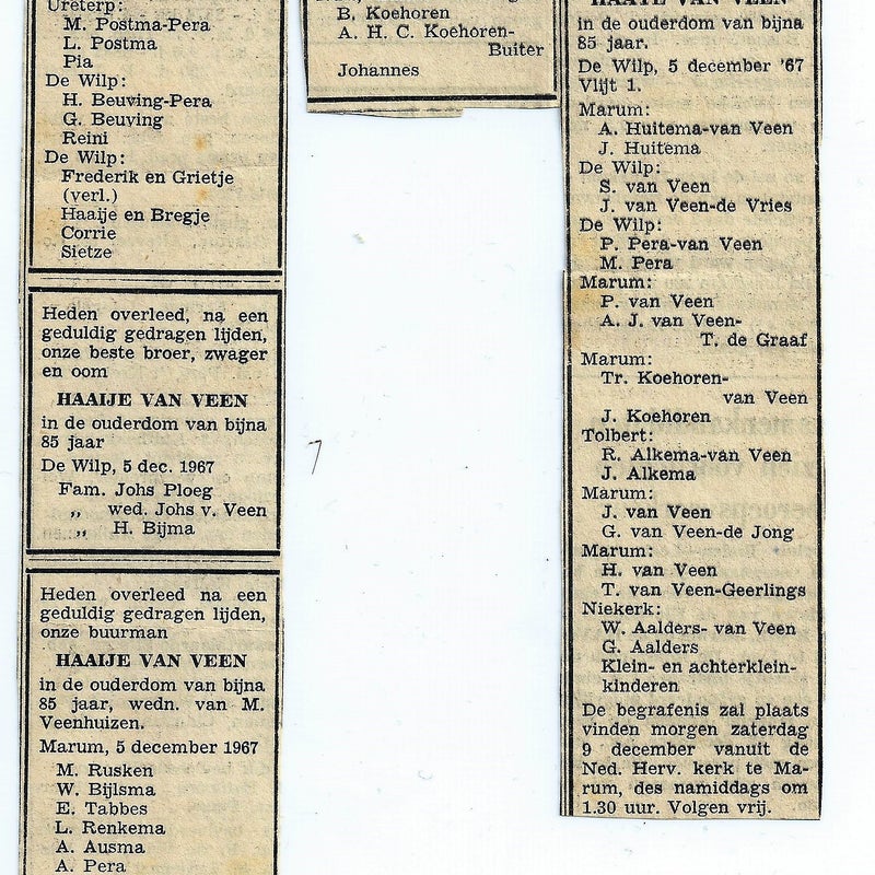 57. Rouwadvertenties Pake Willemstad1967.
