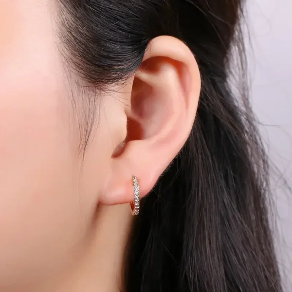 Dainty Huggie Hoop Earrings with Clear Cz