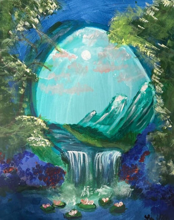 Serenity Falls Acrylic Painting
