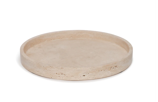 Travertin dienblad rond