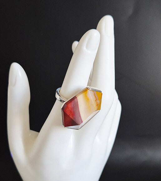 Mult Coloured Agate and 925 sterling silver ring