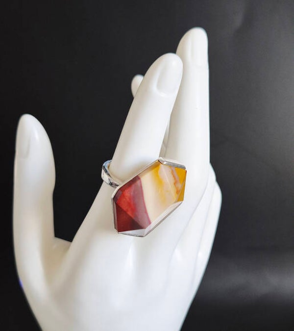 Mult Coloured Agate and 925 sterling silver ring