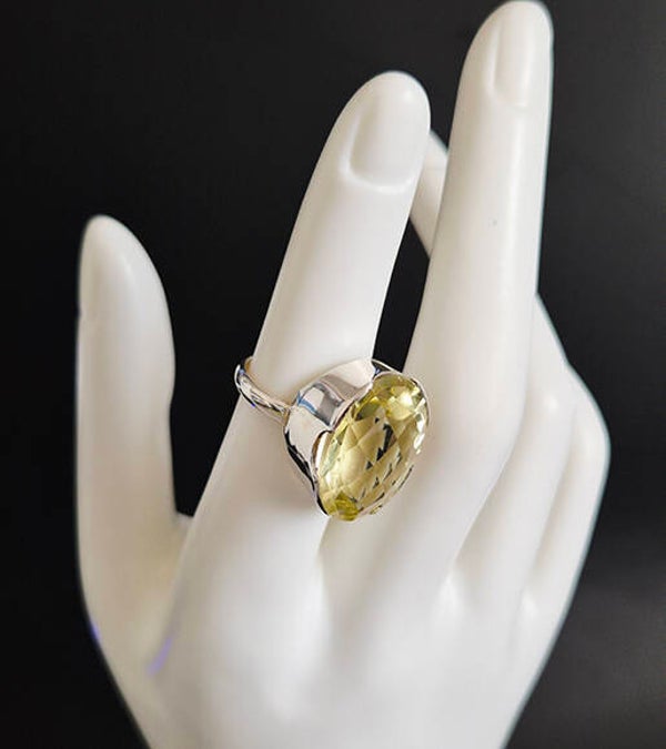 Oval Citrine and Sterling Silver Ring