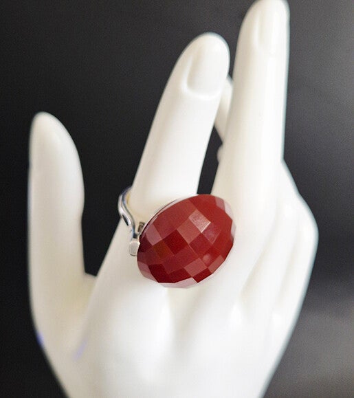 Faceted Carnelian and 925 Sterling Silver Ring