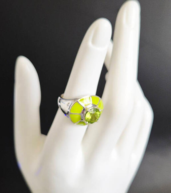 Peridot Gemstone and 925 Sterling Silver Ring