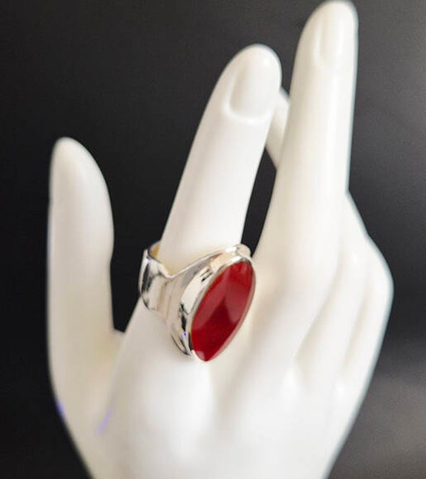 Carnelian and 925 Sterling Silver Ring
