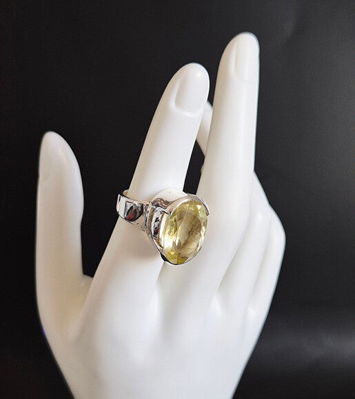 Oval Citrine and Sterling Silver Ring