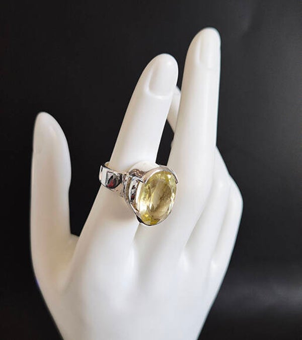 Oval Citrine and Sterling Silver Ring