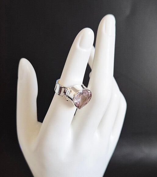 Pear shaped Amethyst and Sterling Silver Ring